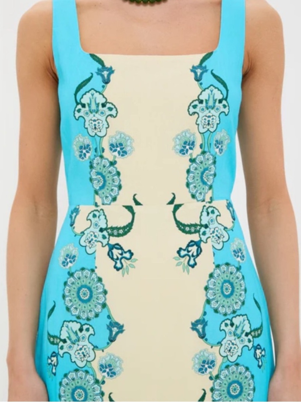 NWT Anna Carte Turquoise and Yellow Floral Linen Midi - Picture 4 of 9